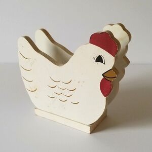 Chicken Napkin Holder Folk Art Vintage